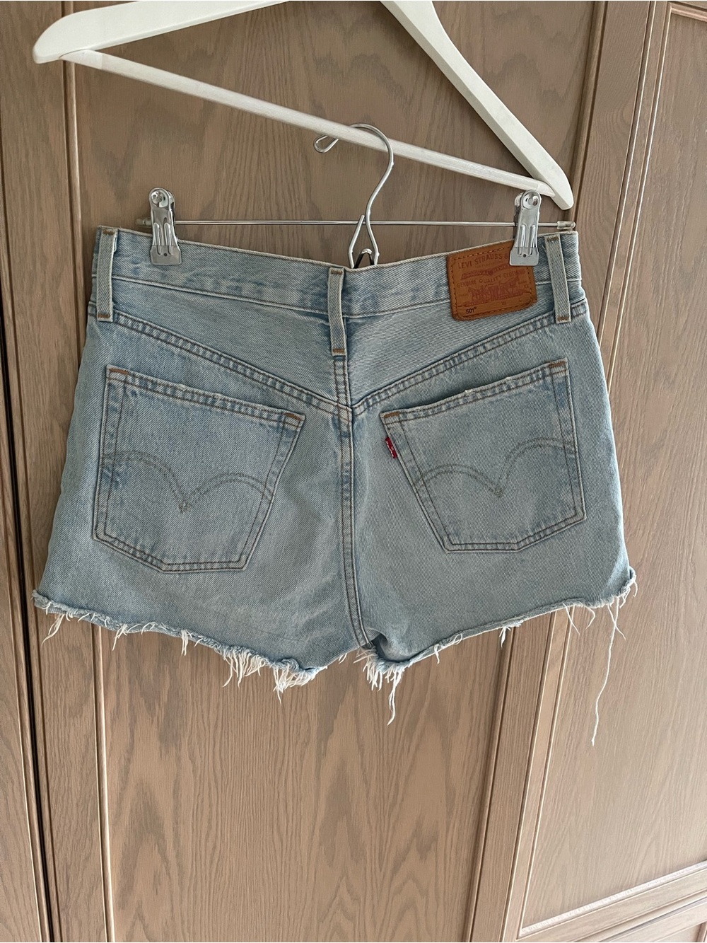 Levi's Light Blue Denim Cutoff Shorts with Frayed Hem